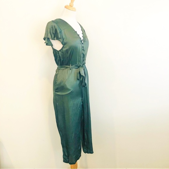 Gypsy 05 Global Village Olive Silk Jumpsuit Size Small NWT - Picture 3 of 9